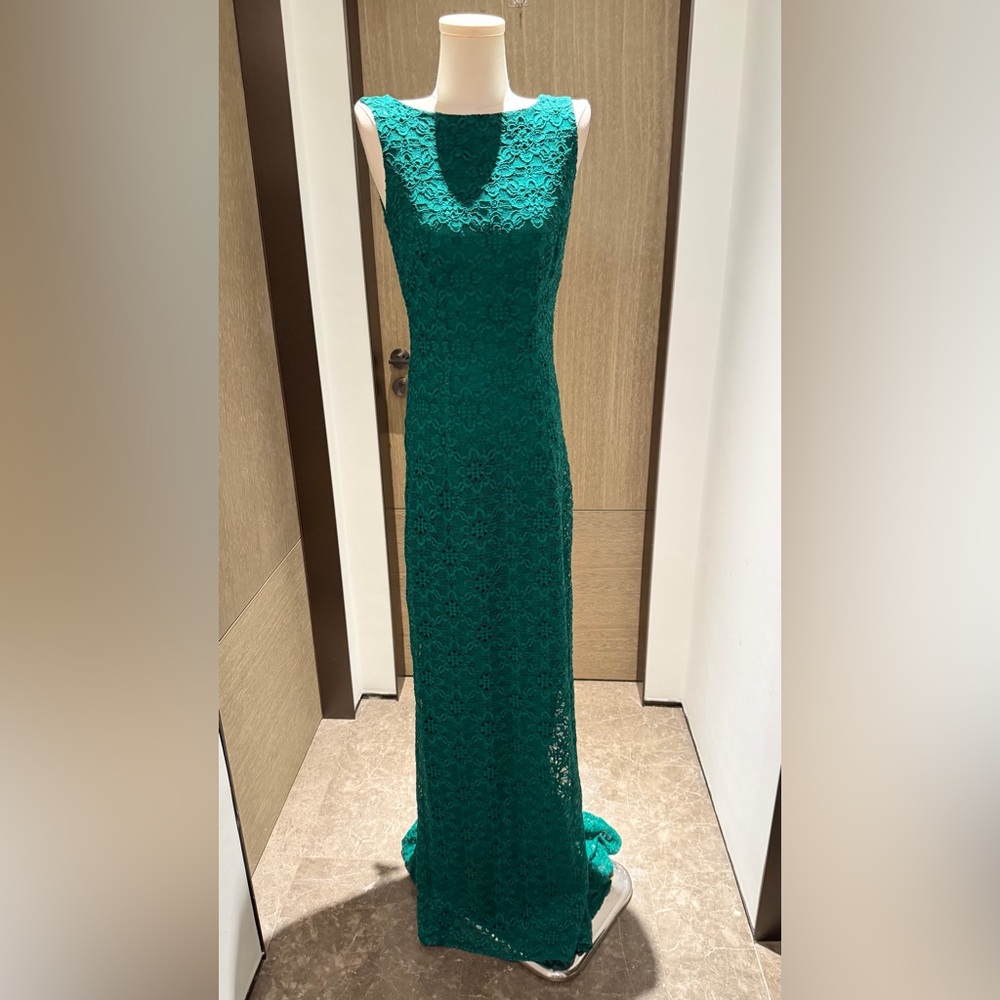 Carolina Herrera Emerald Green Lace Maxi Gown-NWOT